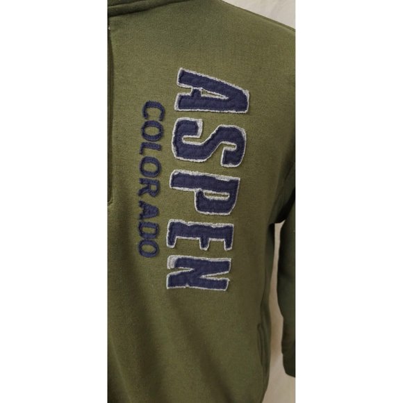 i5 apparel Large Green 1/4 zip Fleece Aspen Colorado Logo Sweatshirt Jacket - Picture 2 of 11